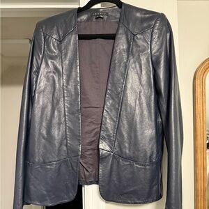 Theory blue leather jacket